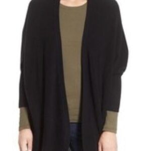 Halogen brand Cashmere kimono style Open-Front Cardigan, black